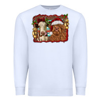 White christmas heifer and highland cow with serape background Premium Sweatshirt - RanaPortraitStore