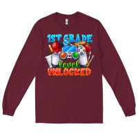 Burgundy 1st Grade Level Unlocked Long Sleeve Tee - CowhideDigitalArt