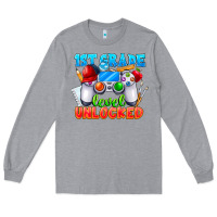 Heather Grey 1st Grade Level Unlocked Long Sleeve Tee - CowhideDigitalArt
