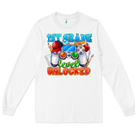 White 1st Grade Level Unlocked Long Sleeve Tee - CowhideDigitalArt