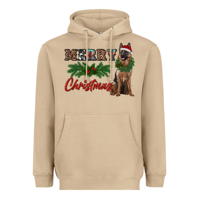 Merry Christmas German Shepherd Heavyweight Hoodie by RanaPortraitStore | Teevron