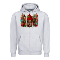 Heather Grey highland cow christmas Zipper Hoodie - JahusDesignShop