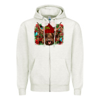 Oatmeal Heather highland cow christmas Zipper Hoodie - JahusDesignShop