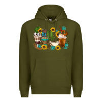 Army Green Coffee cups Premium Hoodie - Artiststas