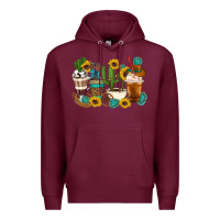 Burgundy Coffee cups Premium Hoodie - Artiststas