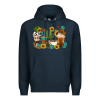 Navy Coffee cups Premium Hoodie - Artiststas