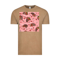 Vintage Coffee valentines day strawberries in cream seamless pattern Vintage Tee - BundleAndBundleShop