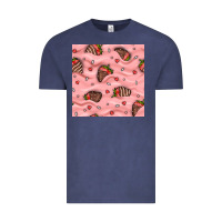 Vintage Denim valentines day strawberries in cream seamless pattern Vintage Tee - BundleAndBundleShop