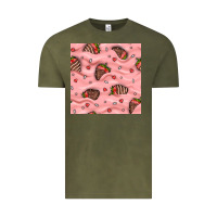 Vintage Olive valentines day strawberries in cream seamless pattern Vintage Tee - BundleAndBundleShop