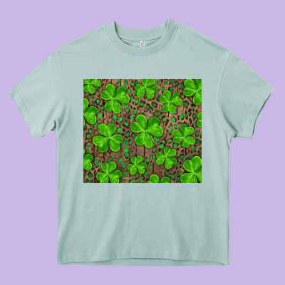 Saint Patricks Day Shamrock And Leopard Heavy Core Tee Designed By Ranaportraitstore