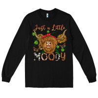 Black Just a Little Moody Long Sleeve Tee - CowhideDigitalArt