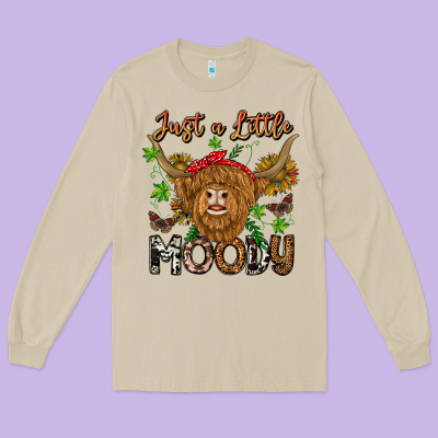 Just A Little Moody Long Sleeve Tee Designed By Cowhidedigitalart