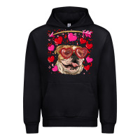 Black valentine's day  brown english bulldog Urban Hoodie - RanaPortraitStore