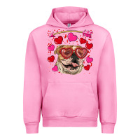 Fuchsia Pink valentine's day  brown english bulldog Urban Hoodie - RanaPortraitStore
