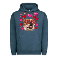 Pigment Midnight Navy valentine's day  brown english bulldog Urban Hoodie - RanaPortraitStore