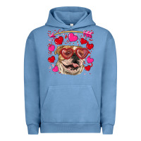 Pigment Pebble Blue valentine's day  brown english bulldog Urban Hoodie - RanaPortraitStore
