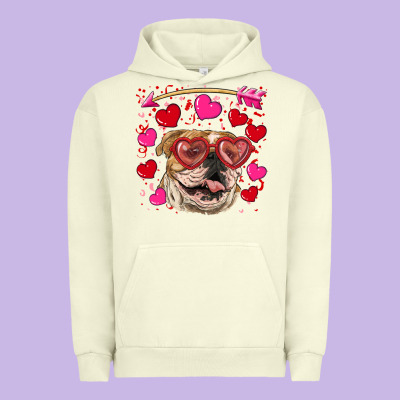 Valentine's Day  Brown English Bulldog Urban Hoodie Designed By Ranaportraitstore