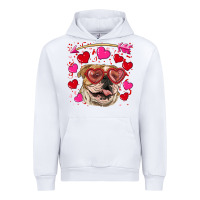 White valentine's day  brown english bulldog Urban Hoodie - RanaPortraitStore