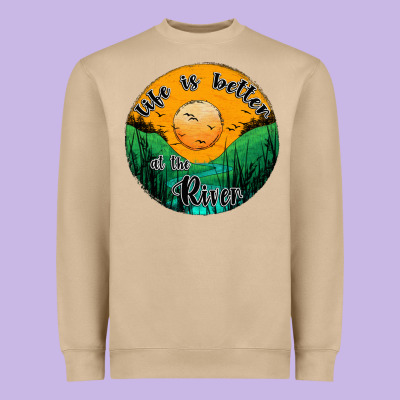 Life Is Better At The River Heavyweight Sweatshirt Designed By Jahusdesignshop
