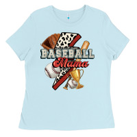 Baby Blue baseball mama Ladies Tee - FaDigitalArtStudio