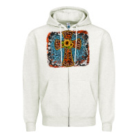 Oatmeal Heather western cross Zipper Hoodie - JahusDesignShop