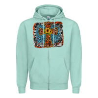 Seafoam western cross Zipper Hoodie - JahusDesignShop