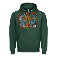 Sports Green western cross Zipper Hoodie - JahusDesignShop
