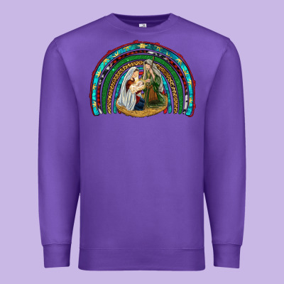 Holy Family Rainbow Premium Sweatshirt Designed By Ranaportraitstore