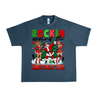 Midnight Navy Rockin Around The Christmas Tree Urban Heavy Tee - FaDigitalArtStudio