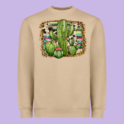 Serape Cowhide Cactus Heavyweight Sweatshirt Designed By Jahusdesignshop