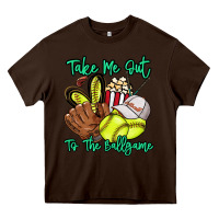 Chocolate Brown Take me out to the ballgame Heavy Core Tee - HowdyJamesFarm