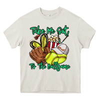 Cream Take me out to the ballgame Heavy Core Tee - HowdyJamesFarm