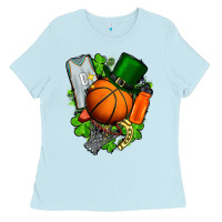 Baby Blue St. Patrick's Day Basketball Ladies Tee - FaDigitalArtStudio