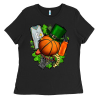 Black St. Patrick's Day Basketball Ladies Tee - FaDigitalArtStudio