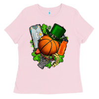 Bubblegum Pink St. Patrick's Day Basketball Ladies Tee - FaDigitalArtStudio