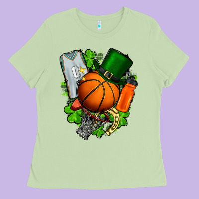 St. Patrick's Day Basketball Ladies Tee Designed By Fadigitalartstudio