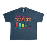 Midnight Navy battery life of a teacher Urban Heavy Tee - BundleAndBundleShop