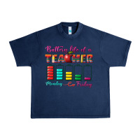 Navy battery life of a teacher Urban Heavy Tee - BundleAndBundleShop
