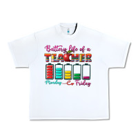 White battery life of a teacher Urban Heavy Tee - BundleAndBundleShop