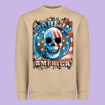 Made In America Skull Heavyweight Sweatshirt Designed By Jahusdesignshop