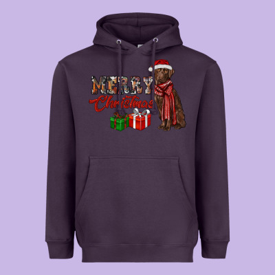 Merry Christmas Labrador Retriever Heavyweight Hoodie Designed By Ranaportraitstore