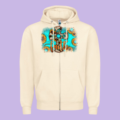 Faith Cross Zipper Hoodie Designed By Jahusdesignshop
