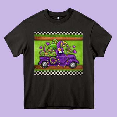 Mardi Gras Truck Heavy Core Tee Designed By Jasminsmagicworld