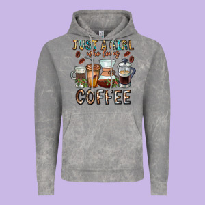 Just A Girl Who Loves Coffee Vintage Hoodie Designed By Cowhidedigitalart