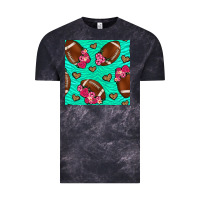 Cloud Black american football roses and hearts seamless pattern Vintage Tee - BundleAndBundleShop