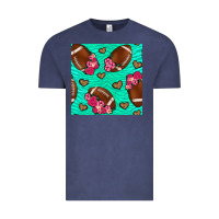 Vintage Denim american football roses and hearts seamless pattern Vintage Tee - BundleAndBundleShop