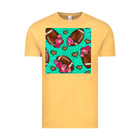 Vintage Mustard american football roses and hearts seamless pattern Vintage Tee - BundleAndBundleShop