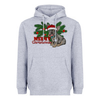 Heather Grey merry christmas french bulldog Heavyweight Hoodie - RanaPortraitStore