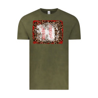 Vintage Olive baseball leopard background Vintage Tee - RanaPortraitStore
