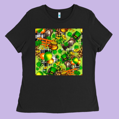 St. Patrick's Donkey With Shamrock Seamless Ladies Tee Designed By Fadigitalartstudio